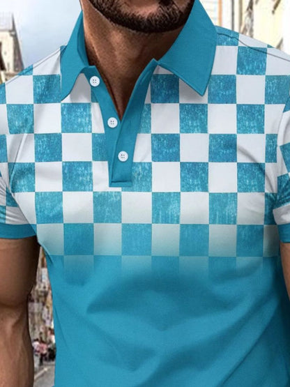 Men's Full Size Checkered Polo Top