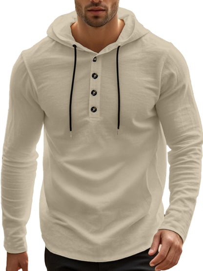 Men's Full Size Button Detail Hoodie
