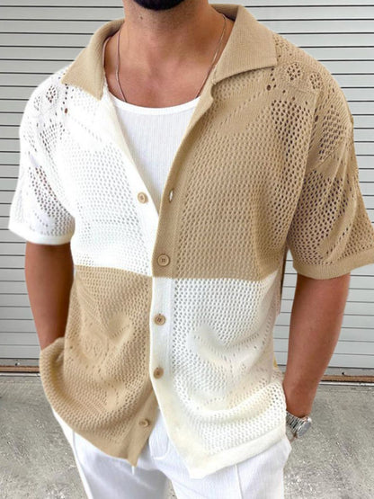 Men's Button Down Hollow Out Shirt