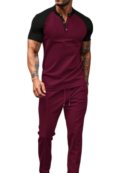Men's Plus Size Waffle-Knit Pants Set