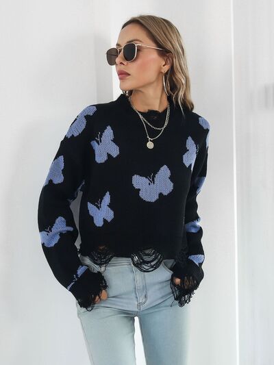 Butterfly Cropped Sweater