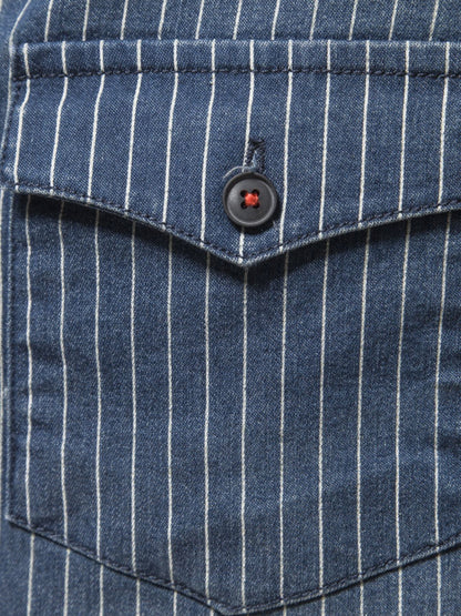 Men's Striped Button Down Denim Shirt