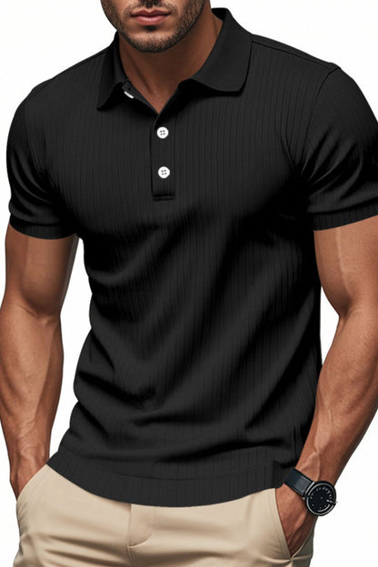 Men's Full Size Ribbed Polo Shirt