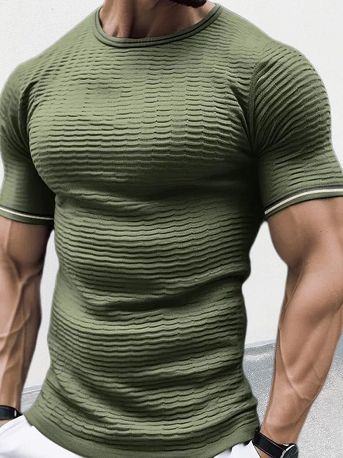 Men's Plus Size Texture Trim T-Shirt