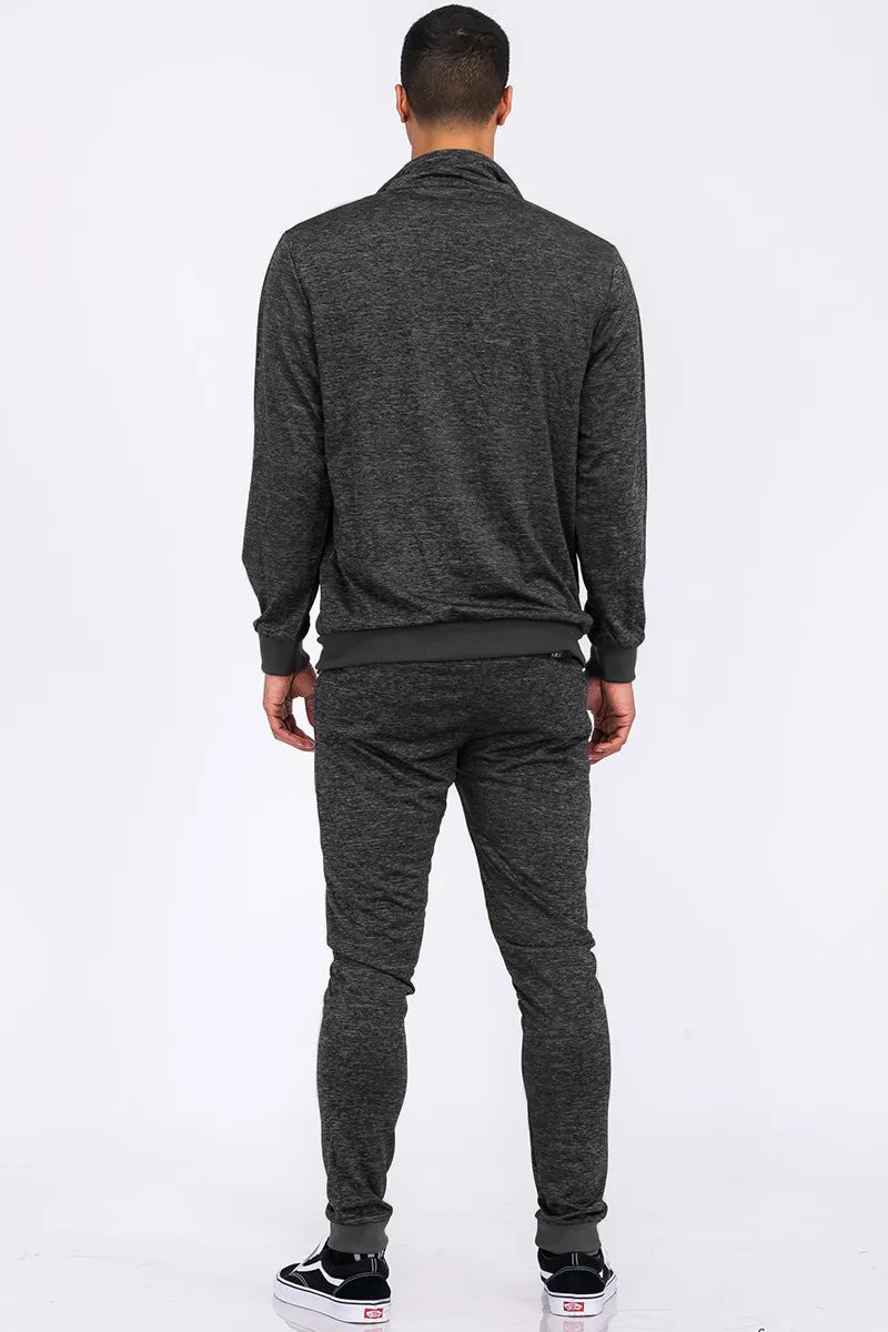 Full Size Marbled Track Jacket and Pants Set