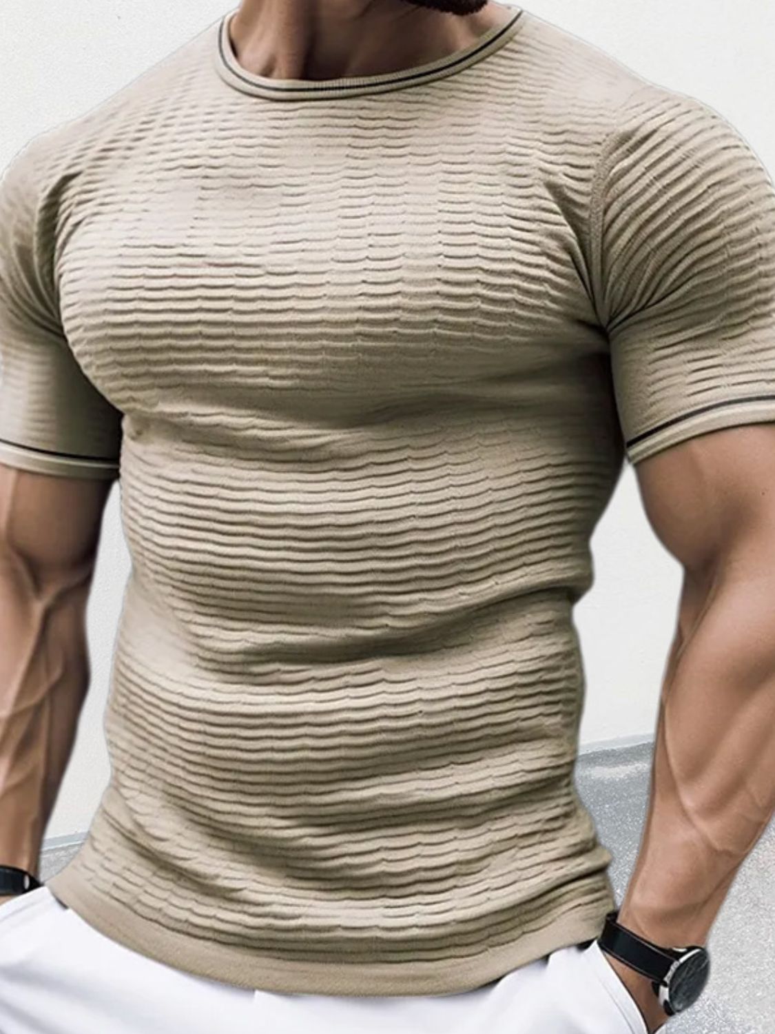 Men's Plus Size Texture Trim T-Shirt