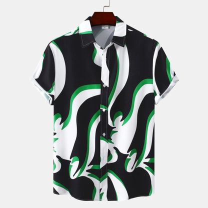 Plus Size Abstract Wave Button-Up Shirt