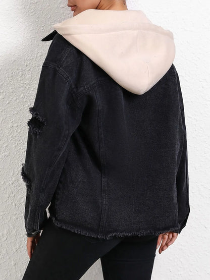 Distressed Hooded Denim Jacket