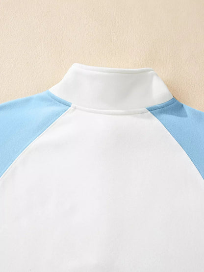Color Block Snap Buttons Sweatshirt
