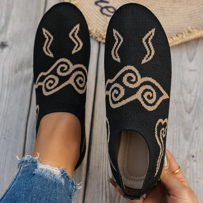 Knit Clound Pattern Flat Loafers