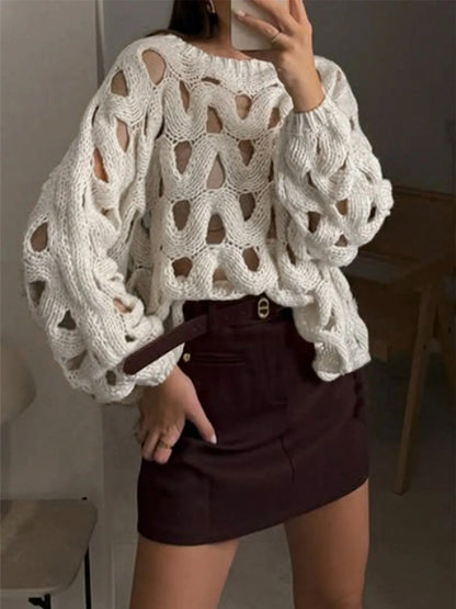 Chunky Cable Knit Hollow Out Sweater