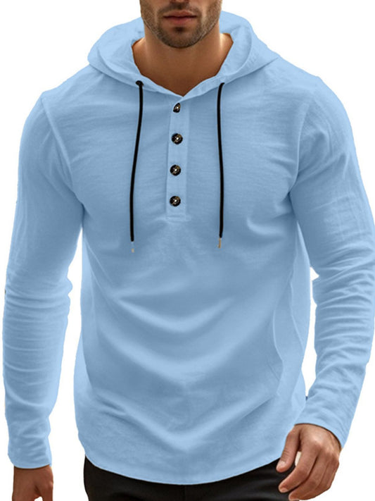 Men's Full Size Button Detail Hoodie