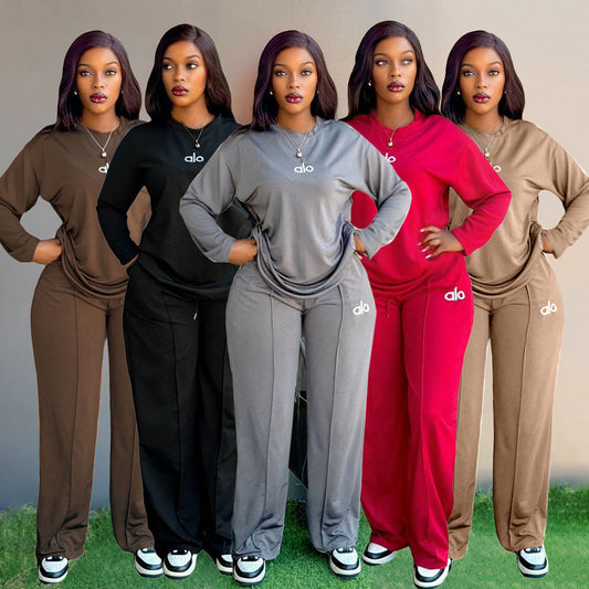 Long sleeved shirt, wide leg pants set