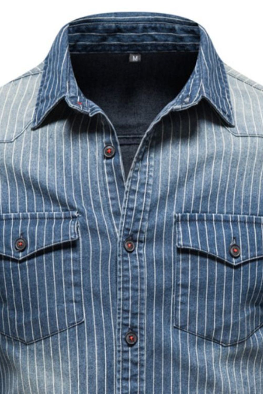 Men's Striped Button Down Denim Shirt