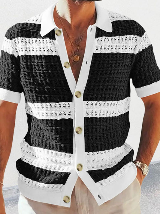 Men's Button Down Openwork Shirt