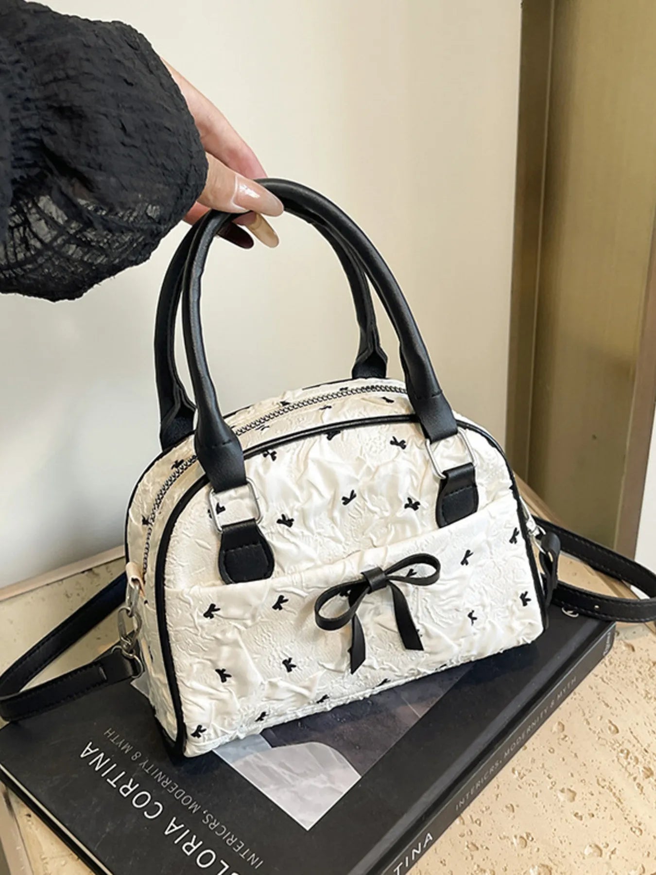 Ruched Bow Crossbody Bag