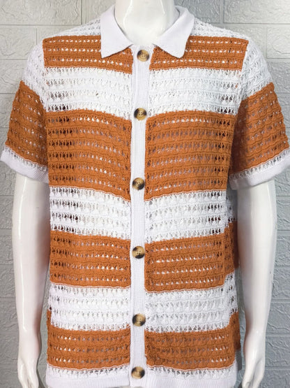 Men's Button Down Openwork Shirt