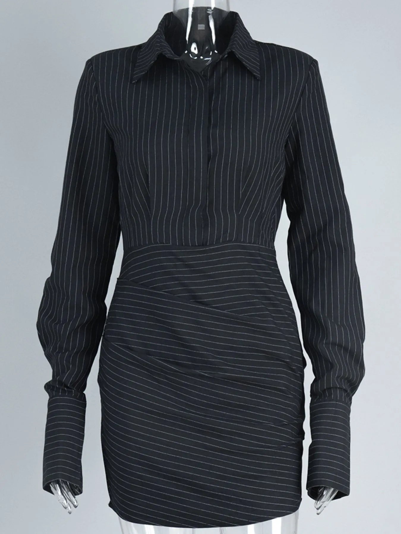 Striped Long Sleeve Shirt Dress