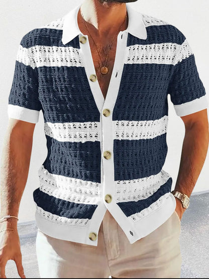 Men's Button Down Openwork Shirt