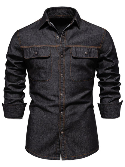 Men's Denim Shirt with Chest Pockets