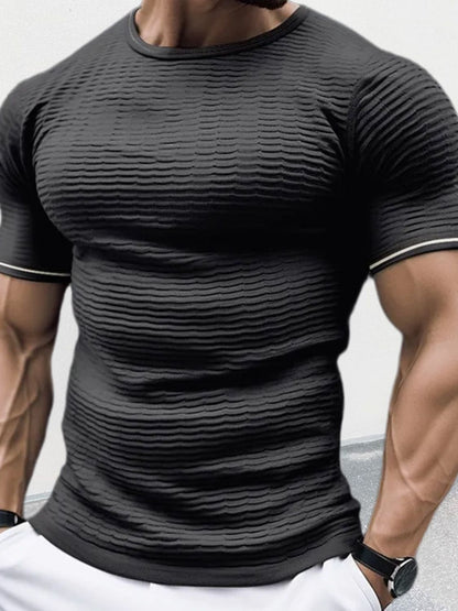 Men's Plus Size Texture Trim T-Shirt