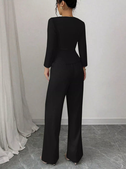 Button Up Pants Set