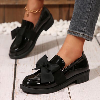 Bow Decor Slip On Loafers