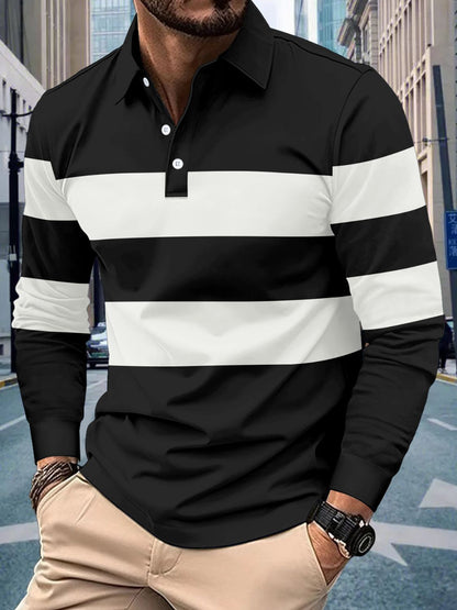 Full Size Striped Polo Men's Shirt