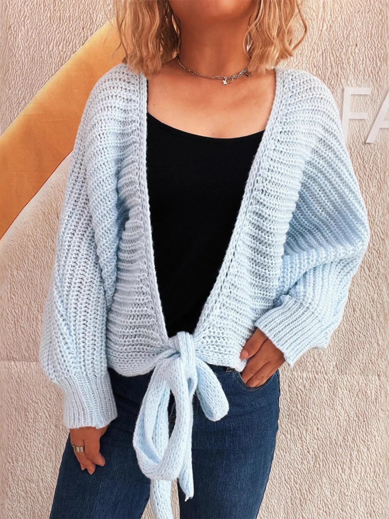 Long Sleeve Tie Front Cardigan