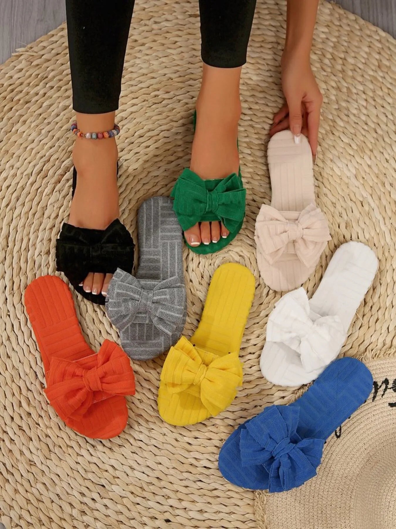 Bow Knot Open Toe Slippers