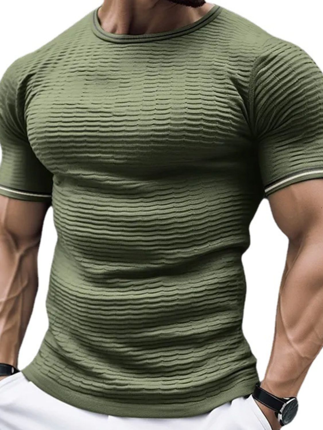 Men's Plus Size Texture Trim T-Shirt