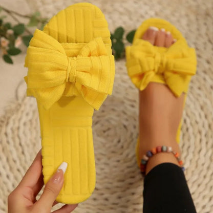 Bow Knot Open Toe Slippers