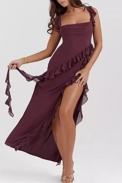Ruffled Maxi Split Dress