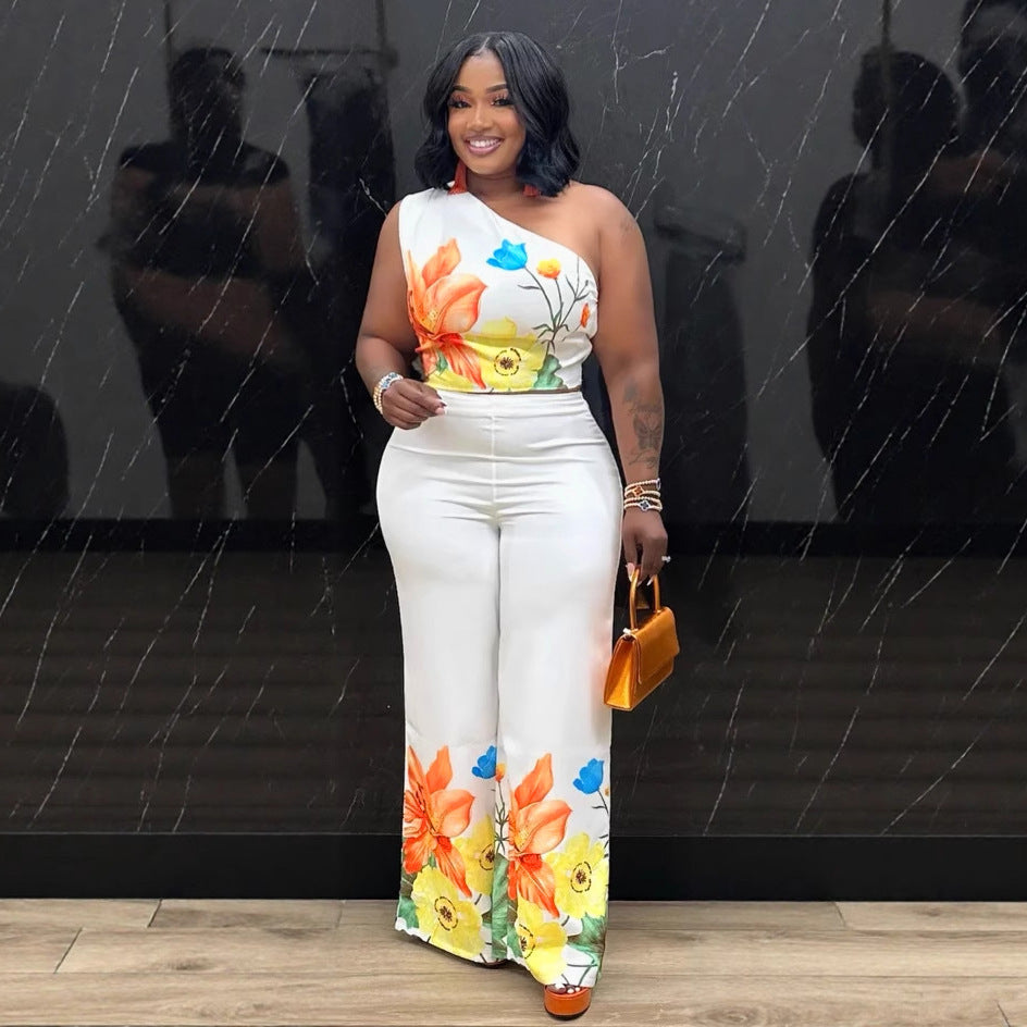 PB Elastic Wide Leg Pants Two-Piece Set