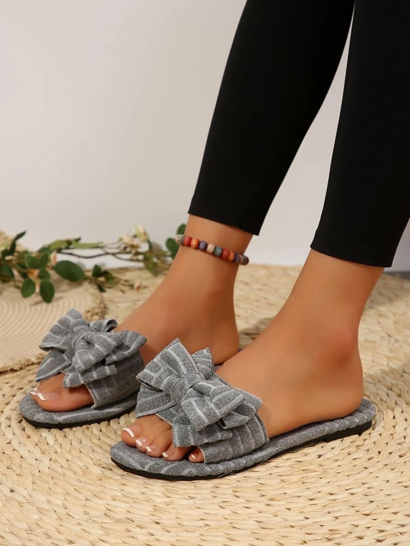 Bow Knot Open Toe Slippers
