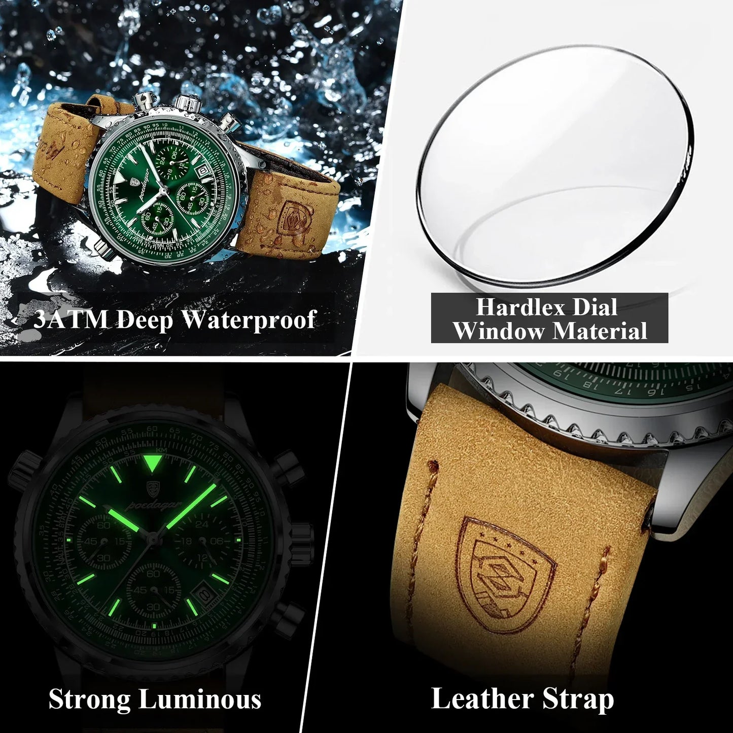 Quartz Waterproof Leather Wristwatch