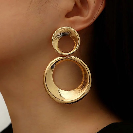 Vintage Metal Round Dangle Earrings