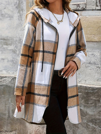 Drawstring Zip Up Hooded Outerwear