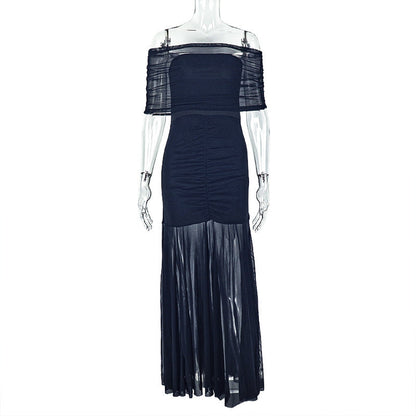 Off Shoulder Pleated Hip hugging Dress