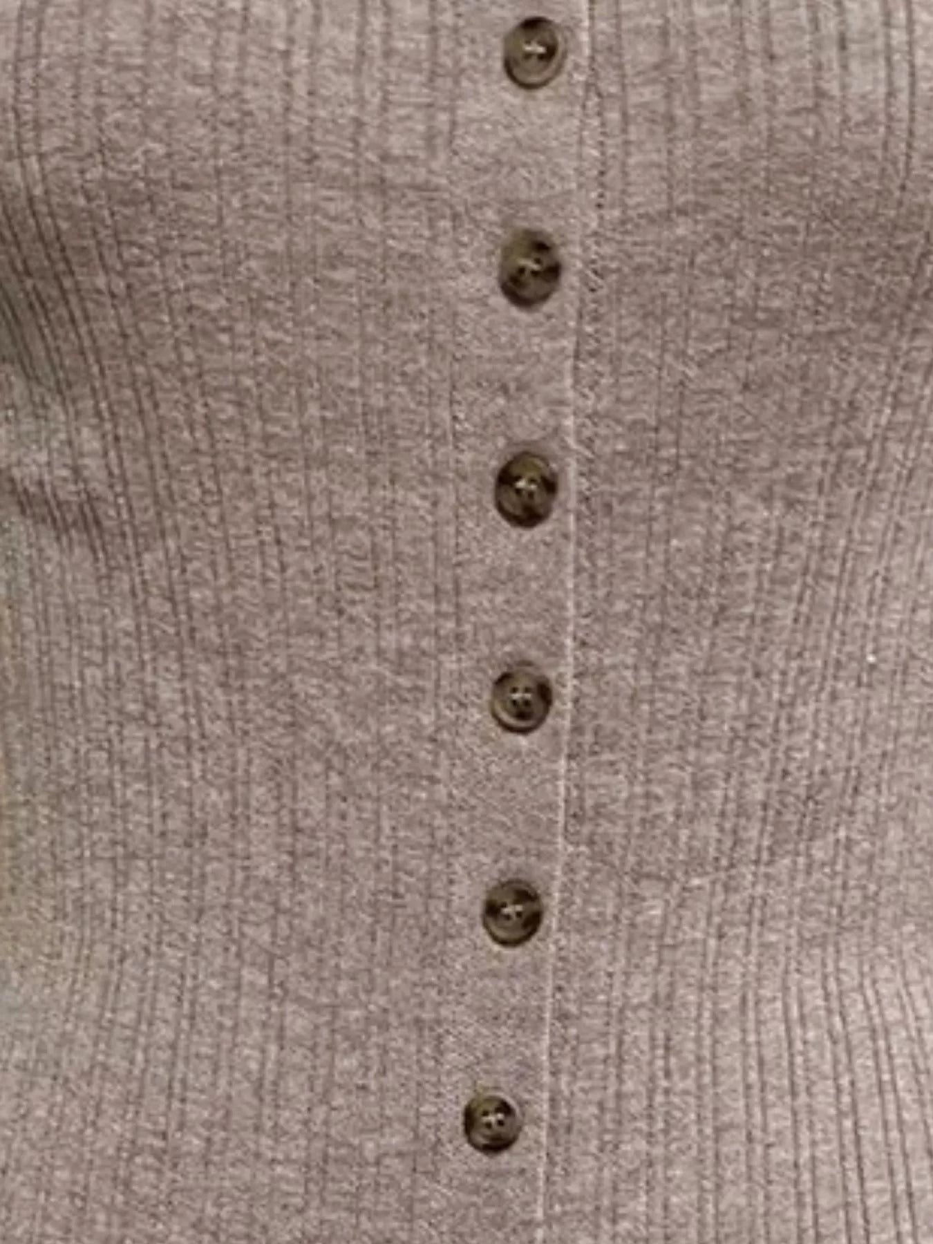 Ribbed Button-Front Bodycon Sweater Dress