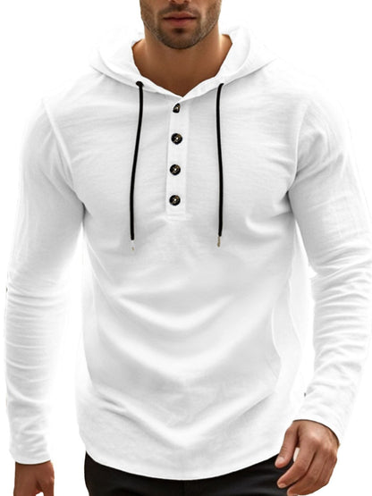 Men's Full Size Button Detail Hoodie