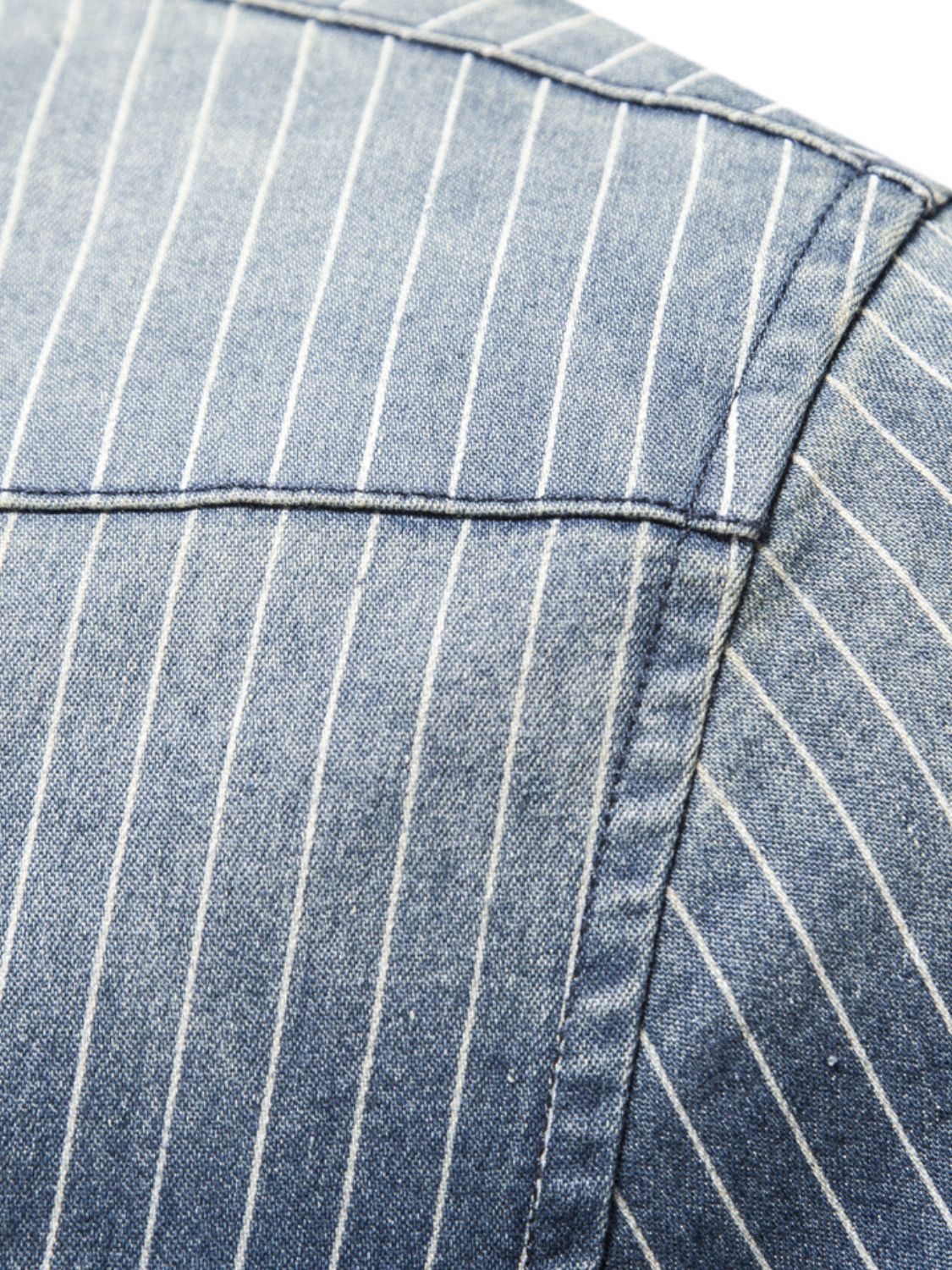 Men's Striped Button Down Denim Shirt