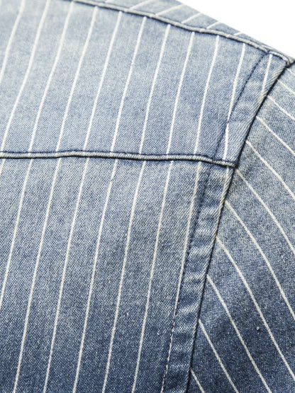 Men's Striped Button Down Denim Shirt