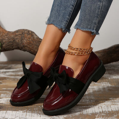 Bow Decor Slip On Loafers