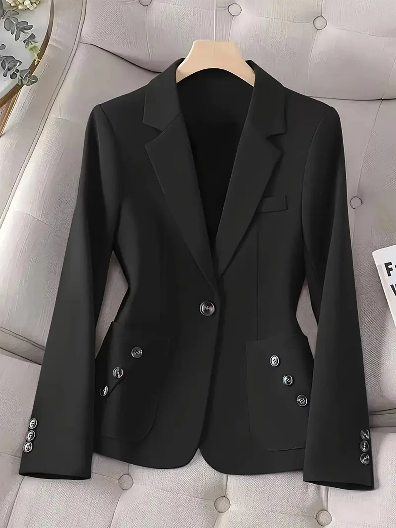 One-Button Blazer with Pockets
