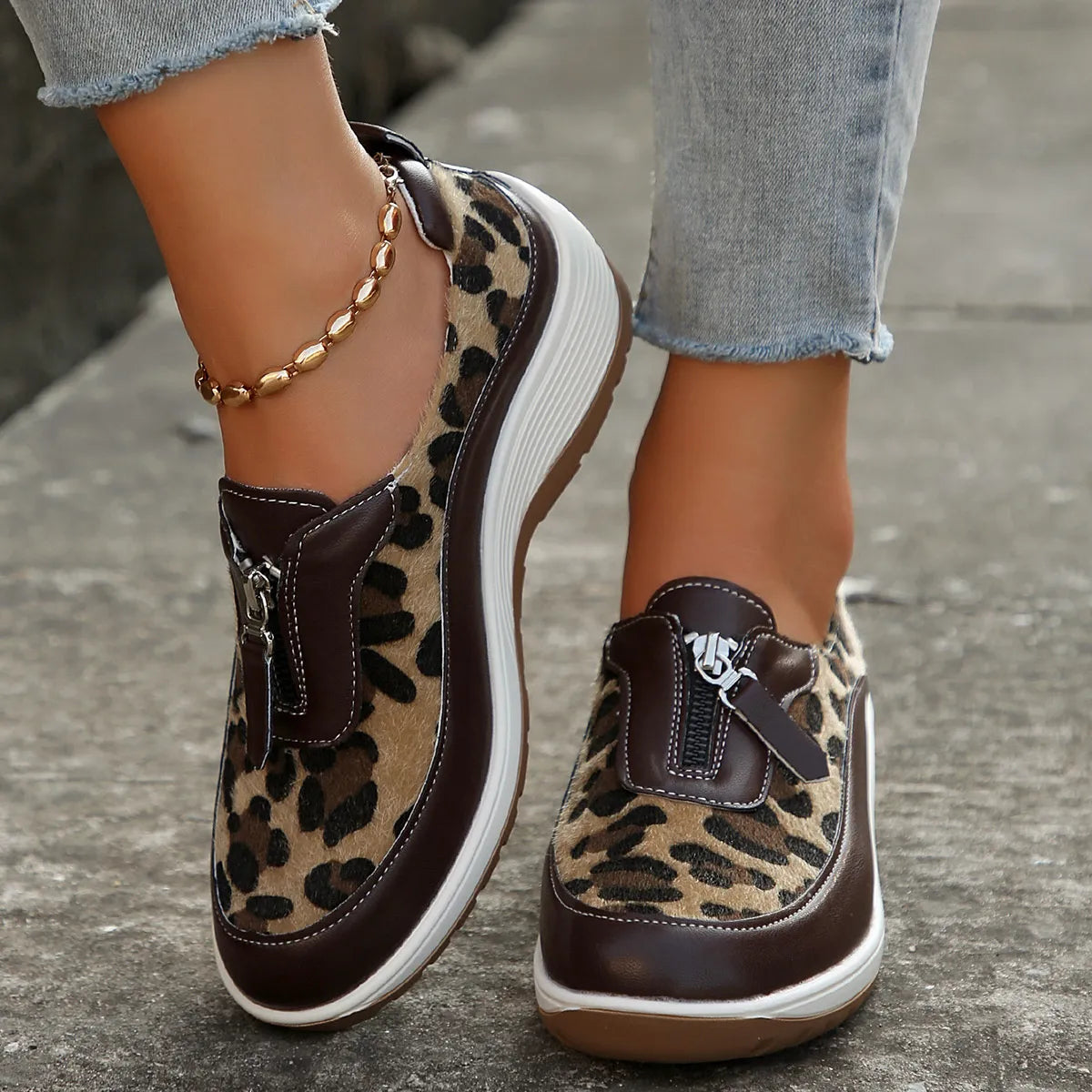 Wedge Sneakers with Zip