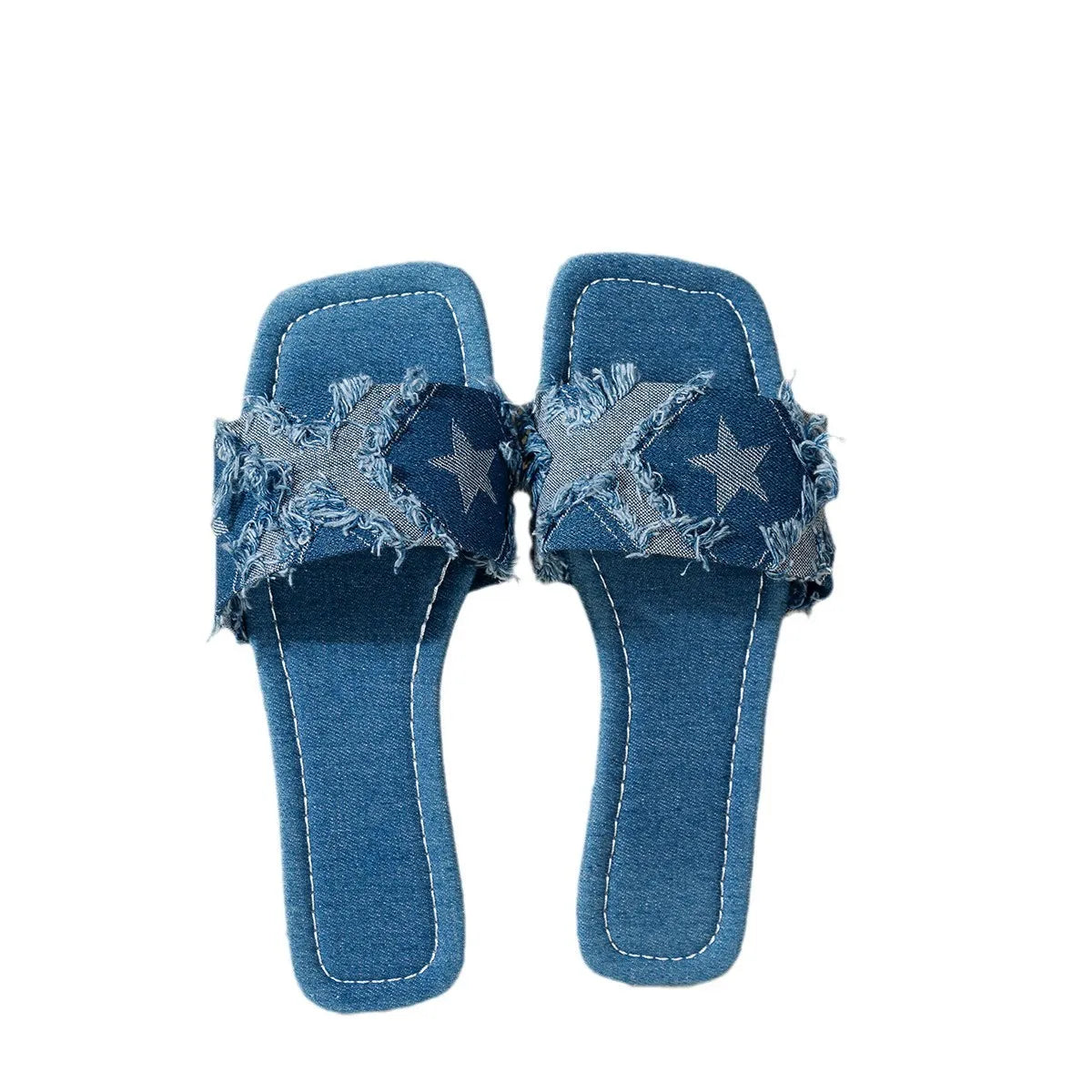 Open Toe Flats Denim Sandals