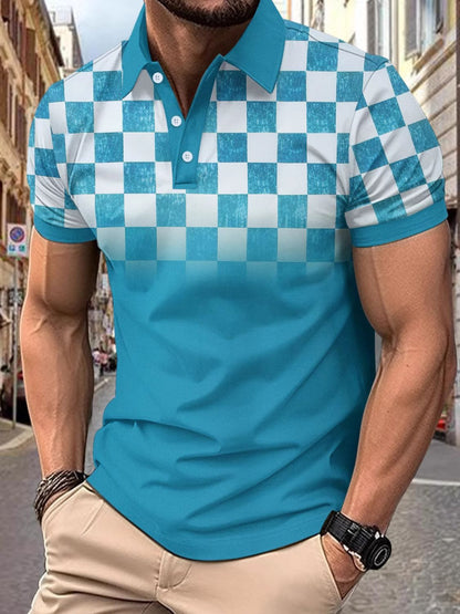 Men's Full Size Checkered Polo Top