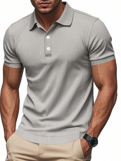 Men's Full Size Ribbed Polo Shirt