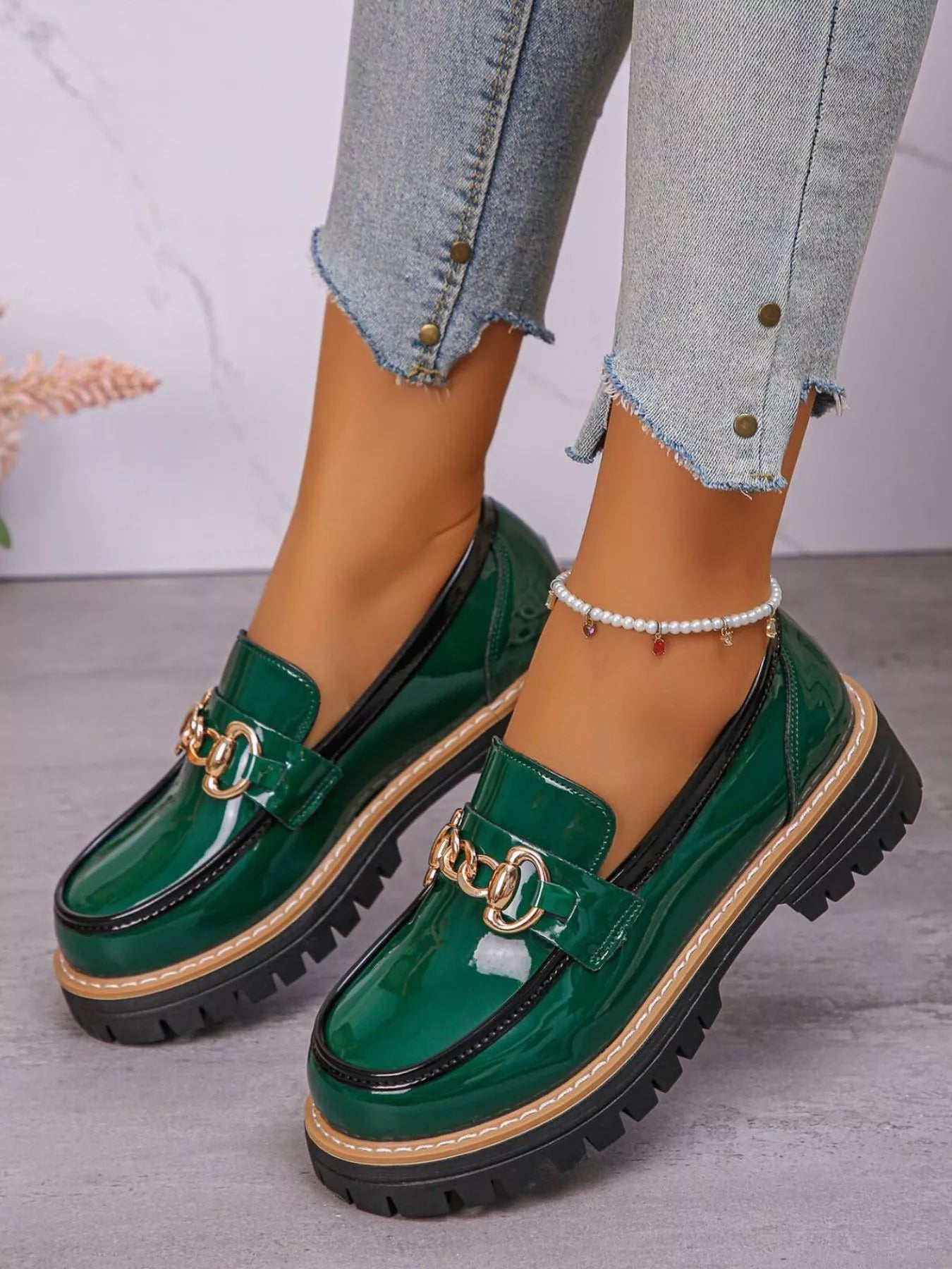 Round Toe Platform Loafers